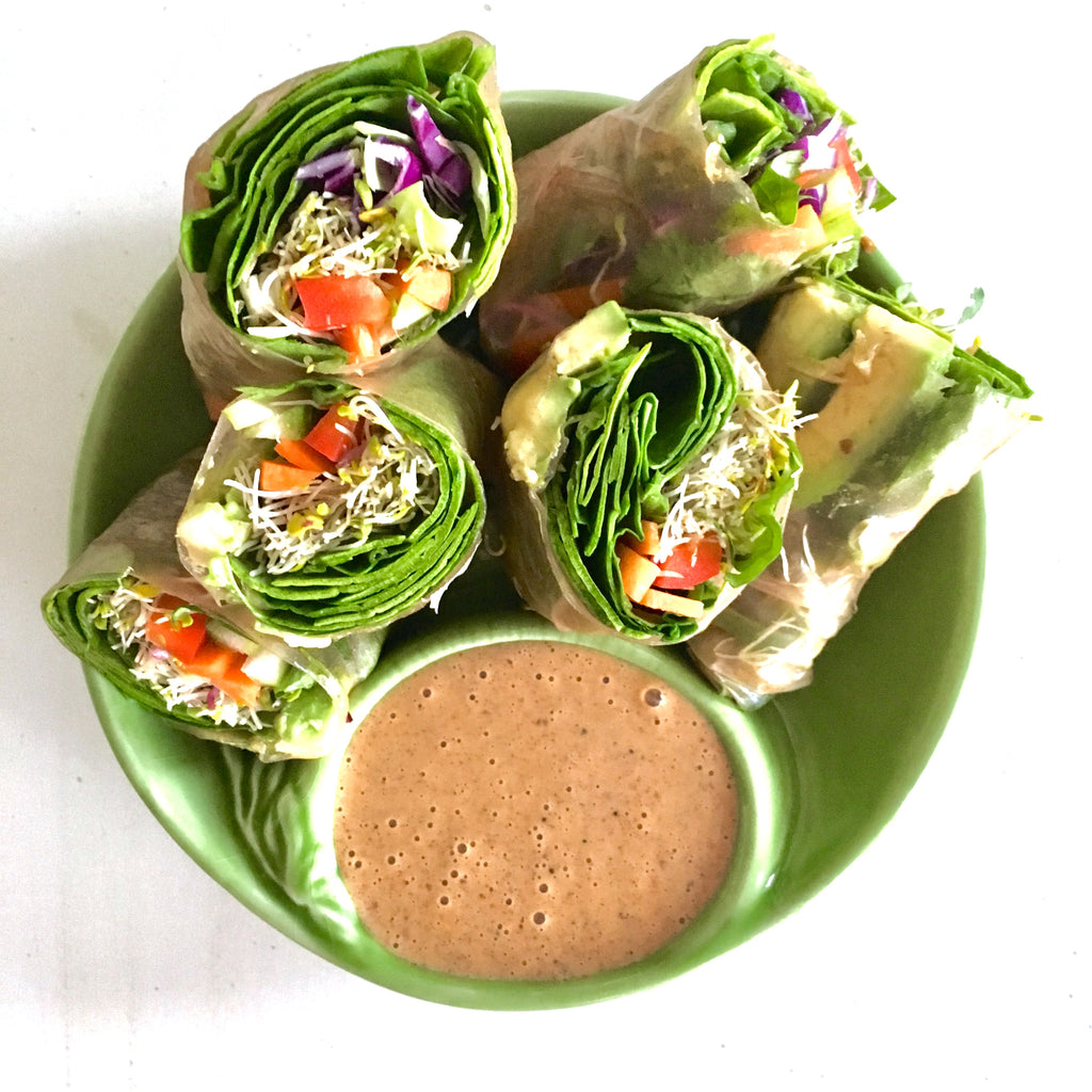 Veggie Spring Rolls with Almond Dipping sauce